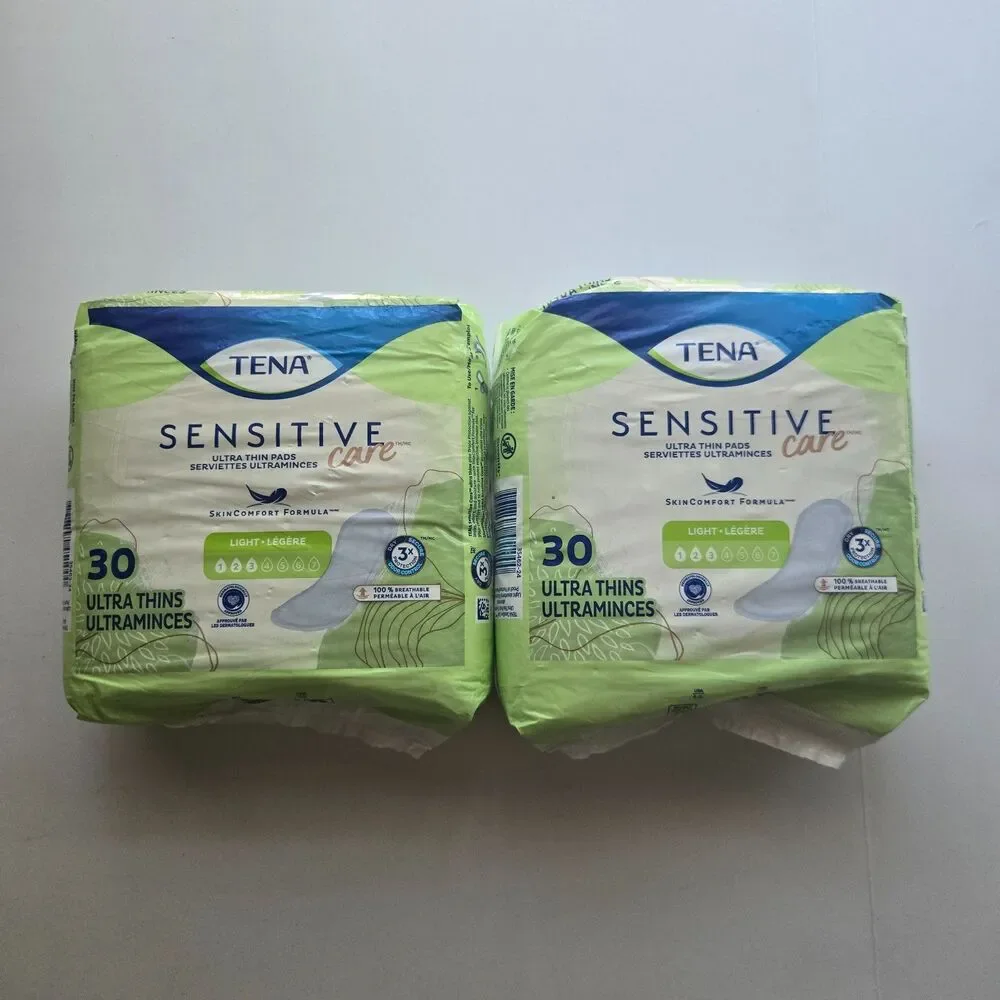 TENA Sensitive Care Pads 30 Ct 2 Pk Ultra Thin Light Absorbency Regular Length